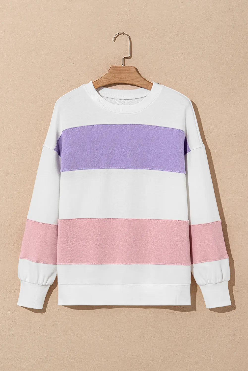 Color Block Round Neck Long Sleeve Sweatshirt