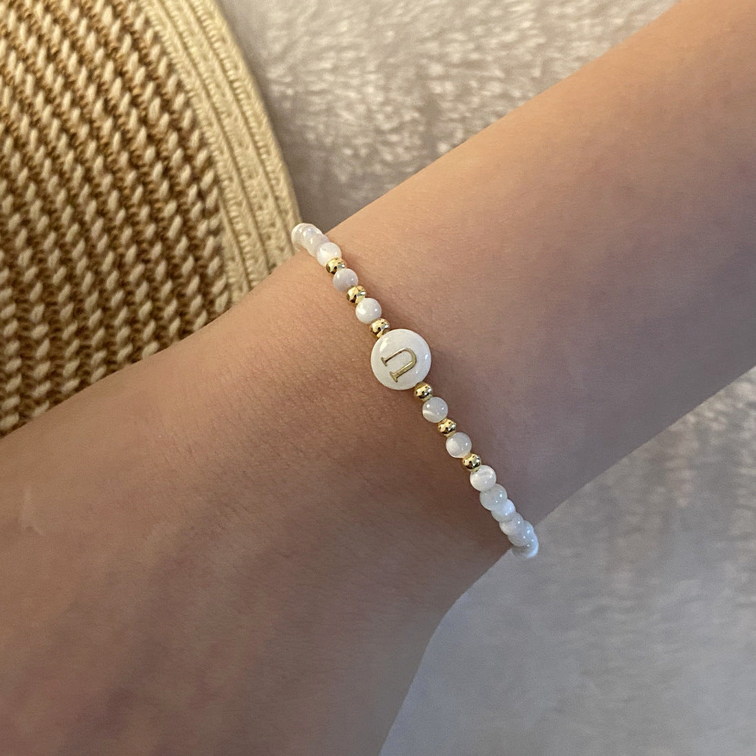 Stainless Steel Shell Letter Bead Bracelet